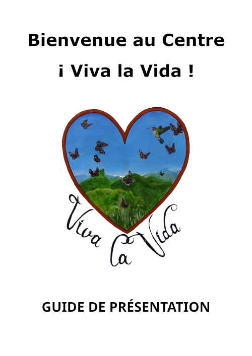 Page de couverture du guide de présentation du centre viva la vida