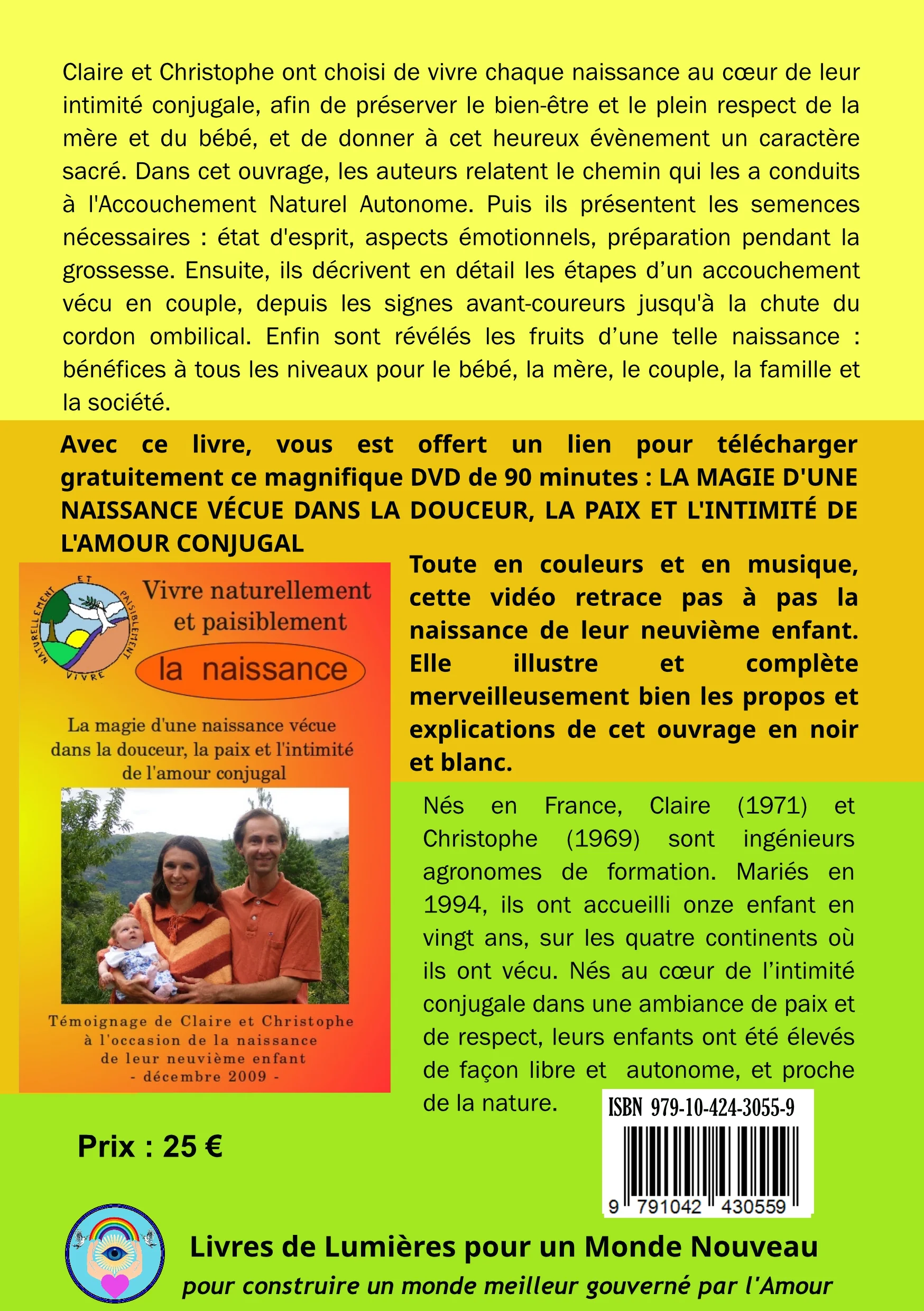 Quatrième de couverture du livre l'accouchement naturel autonome vécu en couple